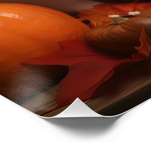 Japanisch Chin Welppy Autumn Delight Pumpkin Poster (Ecke)