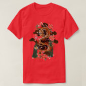 Japanisch-chinesischer Flying Dragon Samurai Warri T-Shirt (Design vorne)