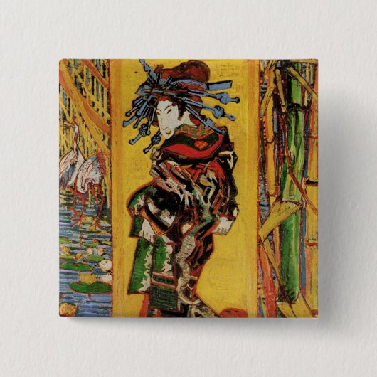 Japanisch Courtesan Oiran von Vincent van Gogh Button (Vorderseite)