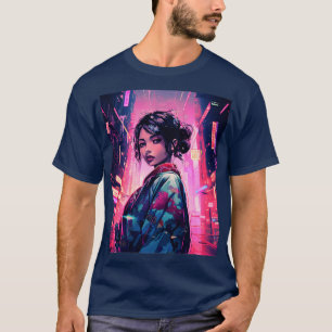 Japanisch Cyberpunk Geisha Ästhetischer Urban Styl T-Shirt