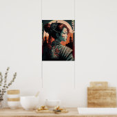Japanisch Cyberpunk Samurai Frau Poster (Küche)