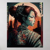 Japanisch Cyberpunk Samurai Frau Poster (Vorne)