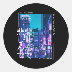 Japanisch Cyberpunk Tokyo Streetwear Ästhetik Runder Aufkleber