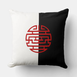 japanisch dekorativ Schwarz-weiß rot Kissen