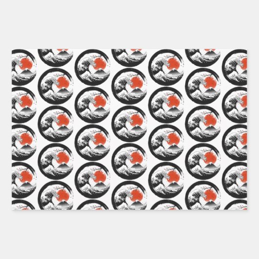 Japanisch Die Große Welle, Fuji, Sakura Geschenkpapier Set (Vorderseite)