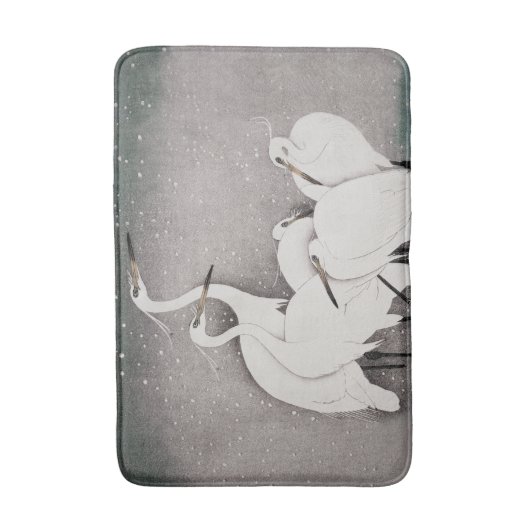 Japanisch Egrets Koson Cranes Winter Snow Badematte (Vorderseite Vertikal)