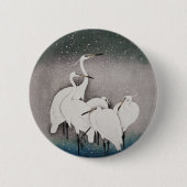 Japanisch Egrets Koson Cranes Winter Snow Button (Vorderseite)