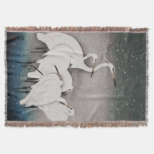 Japanisch Egrets Koson Cranes Winter Snow Decke (Vorderseite)