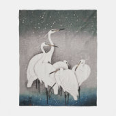 Japanisch Egrets Koson Cranes Winter Snow Fleecedecke (Vorderseite)
