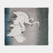 Japanisch Egrets Koson Cranes Winter Snow Fleecedecke (Vorderseite (Horizontal))