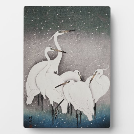 Japanisch Egrets Koson Cranes Winter Snow Fotoplatte (Vorderseite)