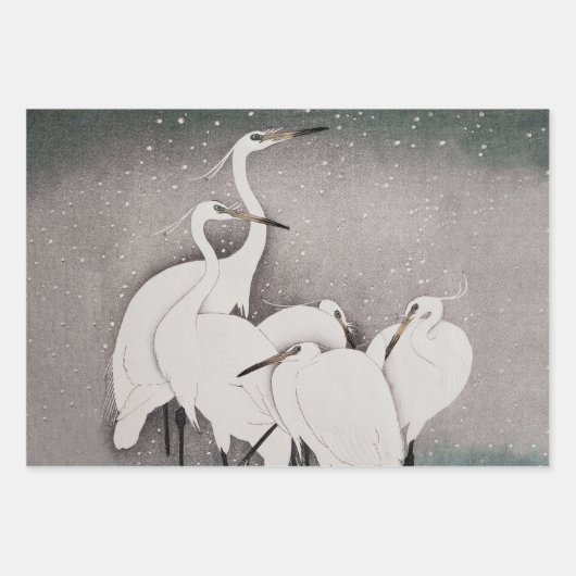 Japanisch Egrets Koson Cranes Winter Snow Geschenkpapier Set (Vorderseite)