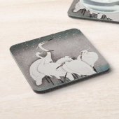 Japanisch Egrets Koson Cranes Winter Snow Getränkeuntersetzer (Linke Seite)