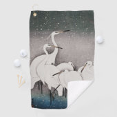 Japanisch Egrets Koson Cranes Winter Snow Golfhandtuch (Insitu)