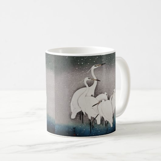 Japanisch Egrets Koson Cranes Winter Snow Kaffeetasse (VorderseiteRechts)