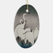 Japanisch Egrets Koson Cranes Winter Snow Keramik Ornament (Rechts)
