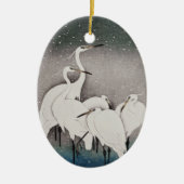 Japanisch Egrets Koson Cranes Winter Snow Keramik Ornament (Vorne)