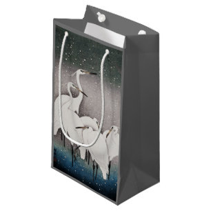 Japanisch Egrets Koson Cranes Winter Snow Kleine Geschenktüte