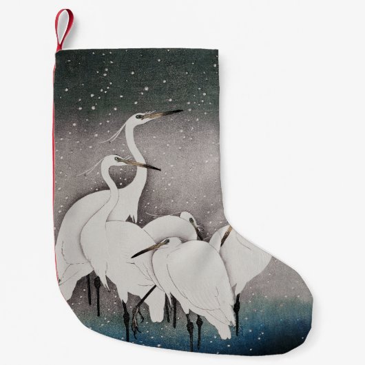 Japanisch Egrets Koson Cranes Winter Snow Kleiner Weihnachtsstrumpf (Vorderseite)