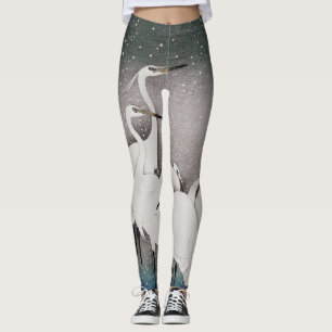 Japanisch Egrets Koson Cranes Winter Snow Leggings