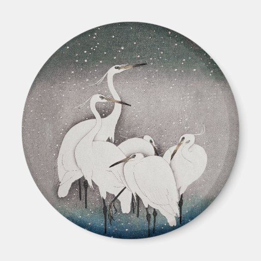 Japanisch Egrets Koson Cranes Winter Snow Magnet (Vorne)