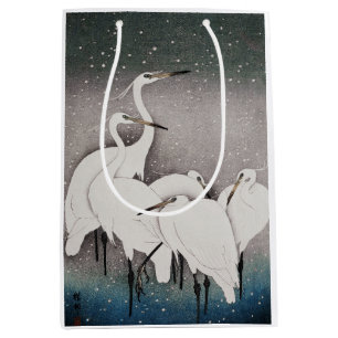 Japanisch Egrets Koson Cranes Winter Snow Mittlere Geschenktüte