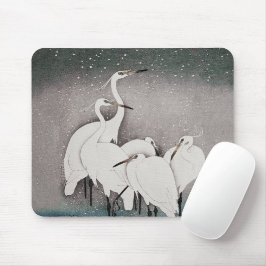 Japanisch Egrets Koson Cranes Winter Snow Mousepad (Mit Mouse)