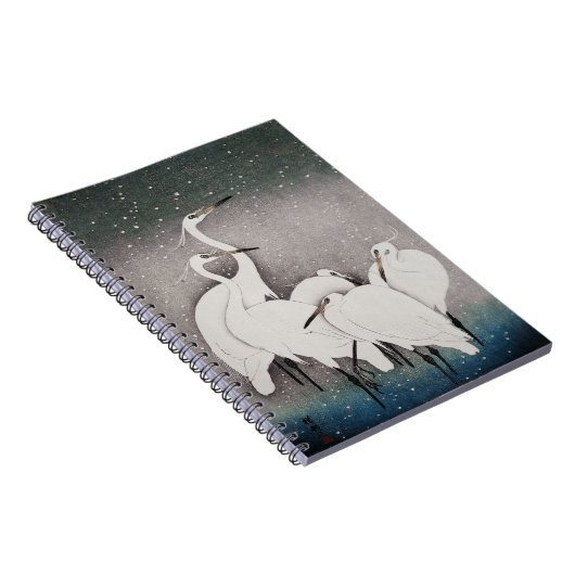 Japanisch Egrets Koson Cranes Winter Snow Notizblock (Rechte Seite)