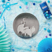 Japanisch Egrets Koson Cranes Winter Snow Pappteller (Party)