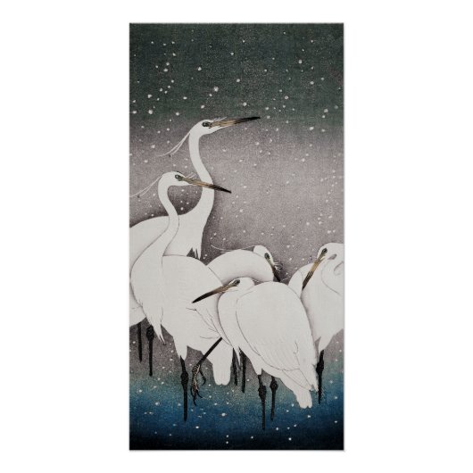 Japanisch Egrets Koson Cranes Winter Snow Poster (Vorderseite)
