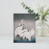 Japanisch Egrets Koson Cranes Winter Snow Postkarte (Stehend Vorderseite)