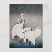 Japanisch Egrets Koson Cranes Winter Snow Postkarte (Vorderseite)