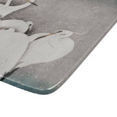 Japanisch Egrets Koson Cranes Winter Snow Schneidebrett (Ecke)