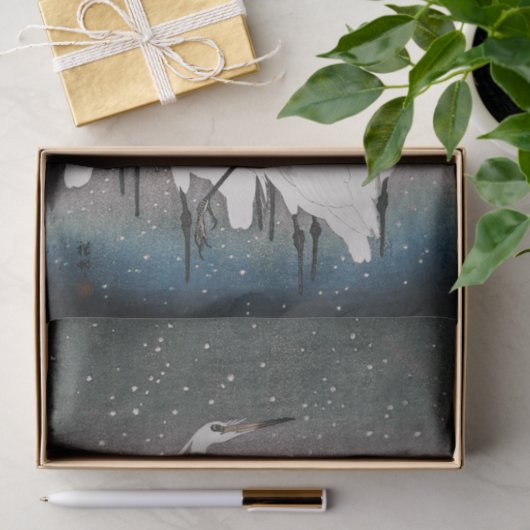 Japanisch Egrets Koson Cranes Winter Snow Seidenpapier (Geschenk)