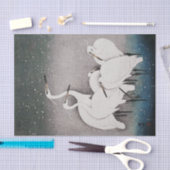 Japanisch Egrets Koson Cranes Winter Snow Seidenpapier (Handwerk)