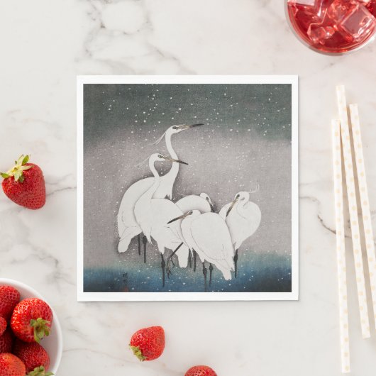 Japanisch Egrets Koson Cranes Winter Snow Serviette (Beispiel)