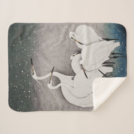 Japanisch Egrets Koson Cranes Winter Snow Sherpadecke (Vorderseite (Horizontal))