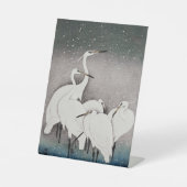 Japanisch Egrets Koson Cranes Winter Snow Sockelschild (Vorderseite)