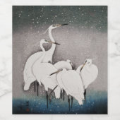 Japanisch Egrets Koson Cranes Winter Snow Weinetikett (Einzelnes Label)