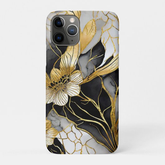 Japanisch Floral Black Gold Case-Mate iPhone Hülle (Rückseite)