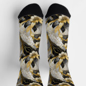 Japanisch Floral Black Gold Socken (Oben)