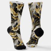 Japanisch Floral Black Gold Socken (Gewinkelt)