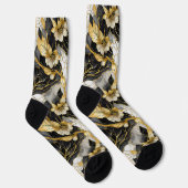Japanisch Floral Black Gold Socken (Rechts)