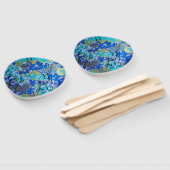 Japanisch Floral Cherry Blossom Gold Blue Fächer (Non-assembled)