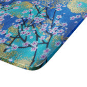 Japanisch Floral Cherry Blossom Gold Blue Schneidebrett (Ecke)