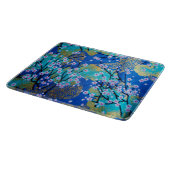 Japanisch Floral Cherry Blossom Gold Blue Schneidebrett (Ecke)