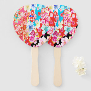 Japanisch Floral Cherry Blossom Pink Blue Red Fächer