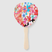 Japanisch Floral Cherry Blossom Pink Blue Red Fächer (Rückseite)