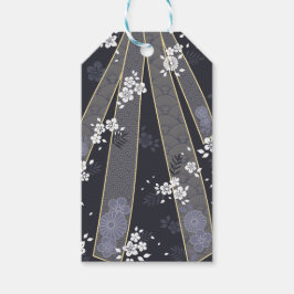 Japanisch Floral Kimono Muster Denim Geschenkanhänger