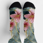 Japanisch Floral Pink Gold Socken (Oben)